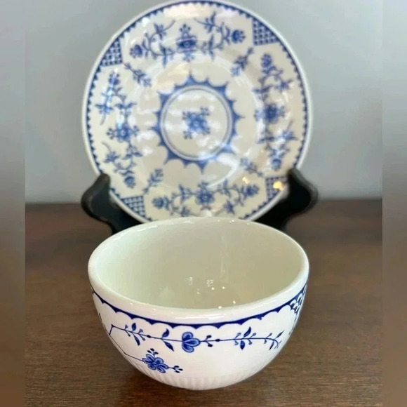 Furnivals Limited Denmark Blue Cup & Saucer England Floral Excellent Condition - Picture 5 of 10